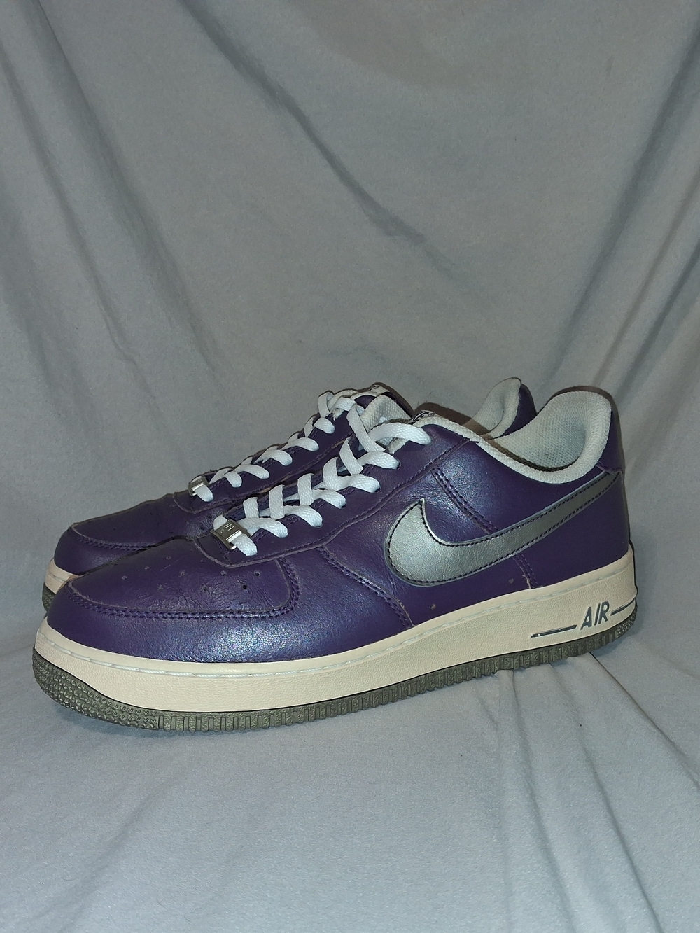 🔥 VTG Nike Air Force 1 ‘07 Low - Purple / Metallic Silver - Women's 8.5